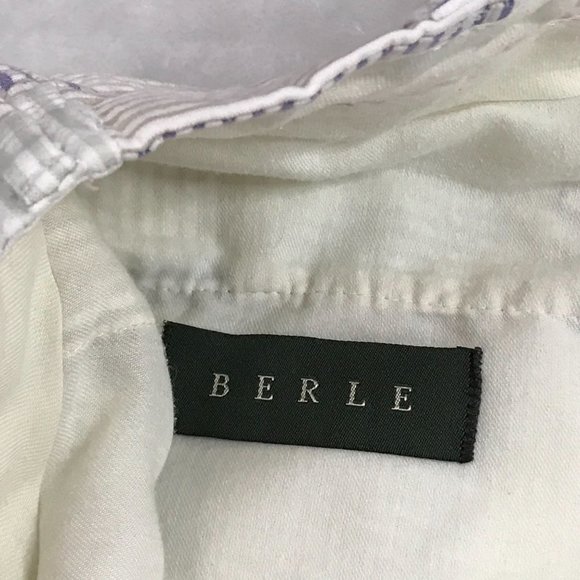 Berle 100% Cotton Seersucker Patchwork Shorts Men's Size 38R Striped Flat‎ Front - Picture 4 of 10